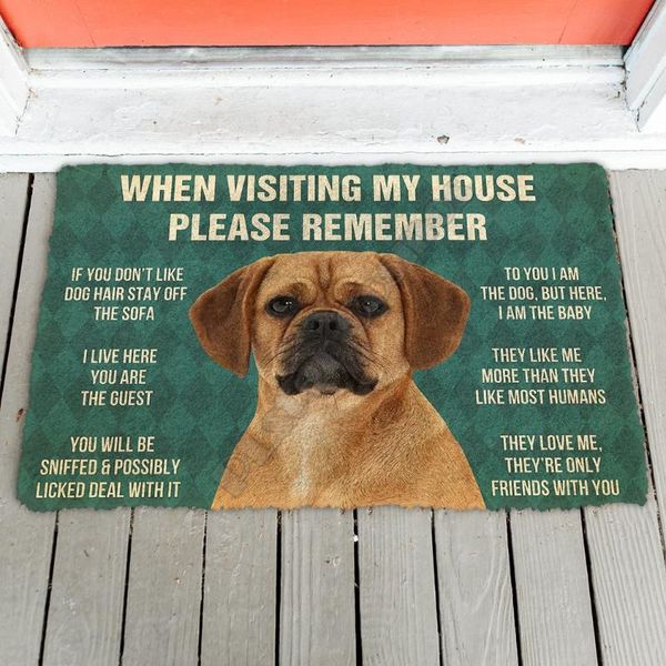 

please remember puggle dogs house rules doormat non slip door floor mats decor porch carpets