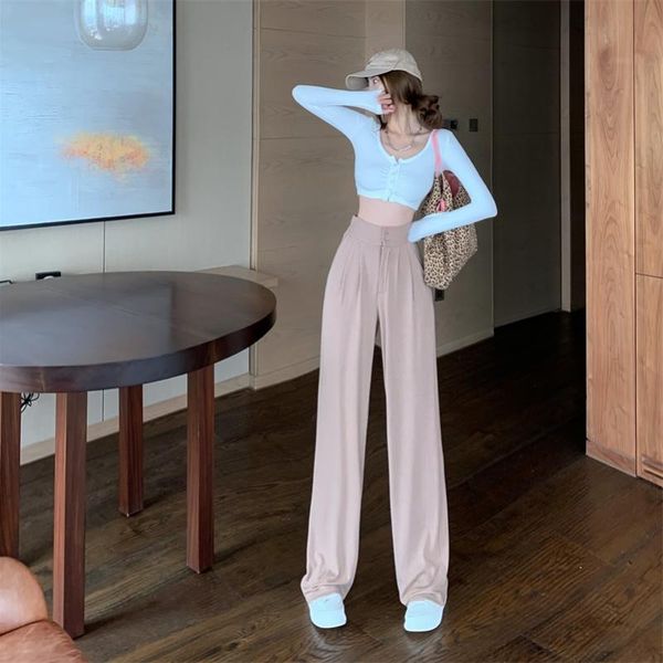 

women's pants & capris fashion brand clothing straight-leg 2021 summer thin models wild loose wide legs sweat women casual tide, Black;white