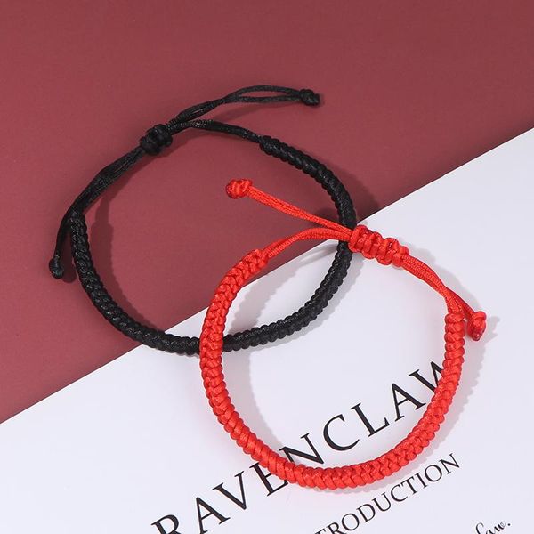

link, chain red rope lucky weave bracelet lover hand-knitted stretch charm tibetan braided friendship bangles gift for mom father's day, Black