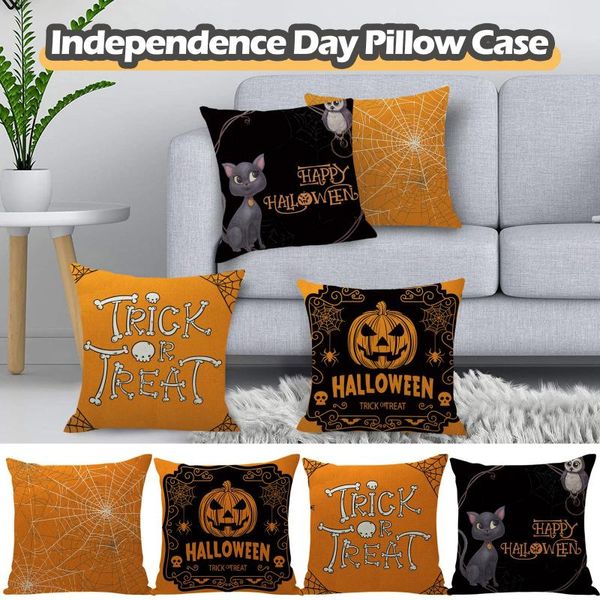 

pillow case halloween cartoon castle witch pumpkin lantern bat printing pillowcase decoration linen sofa car cushion cover #25