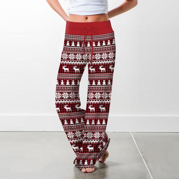 

women's pants & capris christmas women printed casual wide leg trousers vintage plus size cotton oversized#8, Black;white