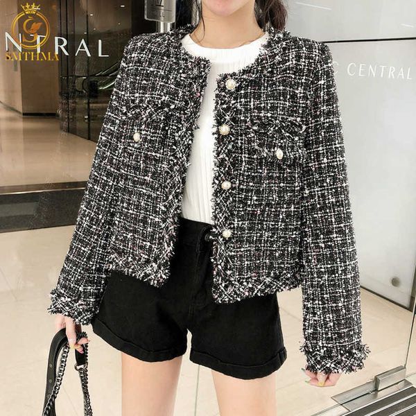 

women's jackets women 2021 fashion tweed tassel jacket coat vintage long sleeve female outerwear chic ggwy, Black;brown