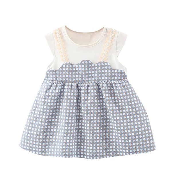 

girl's dresses summer toddler baby girls dress sleeveless crew neck patchwork floral printed lace children fashion princess clothing, Red;yellow