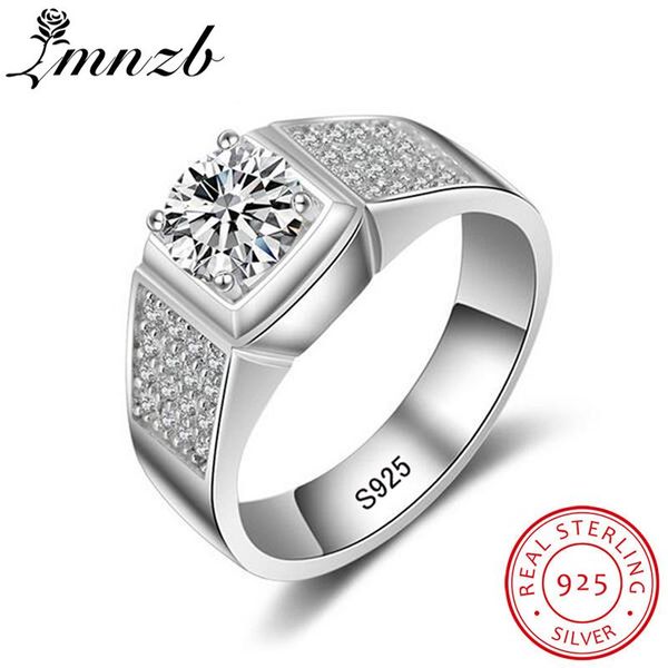 

cluster rings lmnzb fine jewelry men ring 100% original pure 925 silver full cz zircon wedding engagement for lm011, Golden;silver