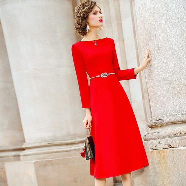 

casual dresses club long party dress 2021 women clothing diamonds feminine holiday sleeve vintage winter, Black;gray
