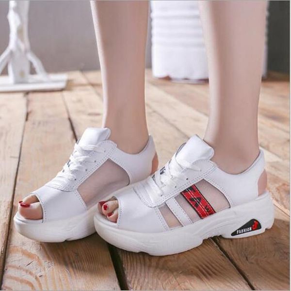 

summer platform women's sandals 35-40 student mesh high heel fashion all-match woman shoes, Black
