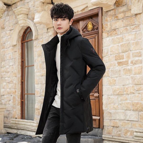 

Men's Down & Parkas jacket in winter long male han edition coat young students cultivate morality type white duck clothes AH93, Black