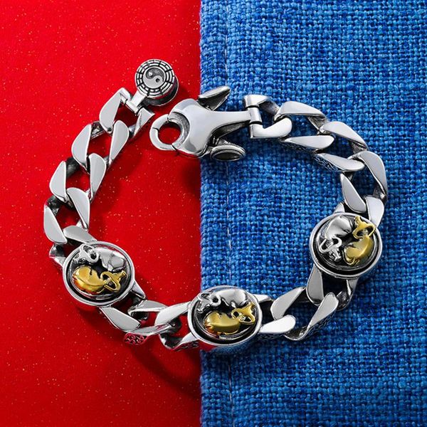 

original handmade men's bracelet revolving year of the ox lucky trendy chinese style retro personality valentine's day gift link,, Black