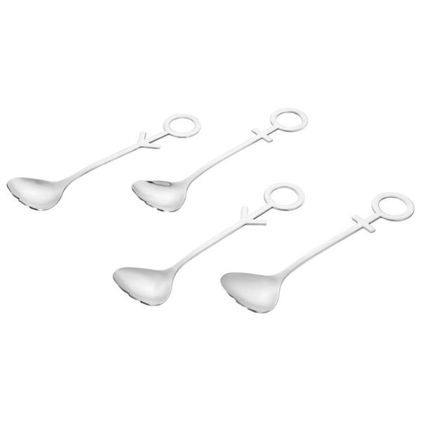 

spoons 2pcs dessert stainless steel mixing coffee spoons(silver)