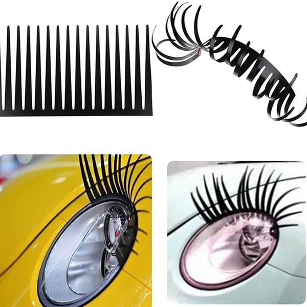 

party favor 2021 car headlight sticker false eye lash 3d charming black eyelashes decoration creative decal