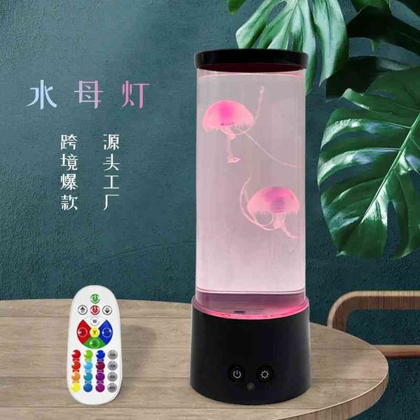 

new medium remote control jellyfish led seven changing star sky atmosphere table lamp 16 color