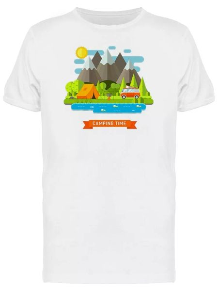 

camping time in the forest men's tee -image by shutterstock, White;black