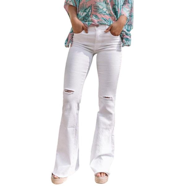 

woman's jeans long pants casual hold pocket denim women black white women's, Blue
