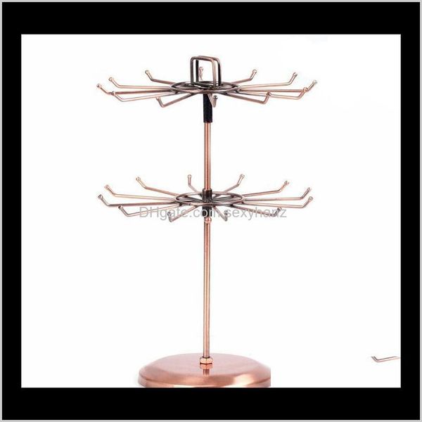 

other packaging & drop delivery 2021 upscale rotatable frame double layer pendant necklace jewelry display stand holder earring rack storage, Black;white