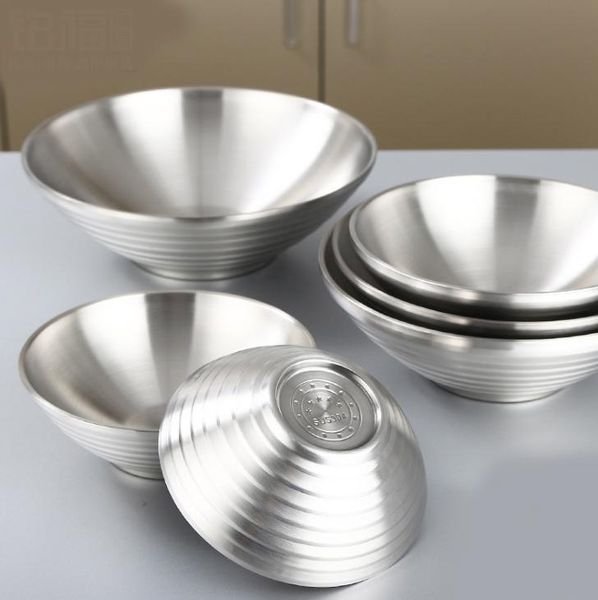 

bowls japanese double heat insulation bowl cold noodles 304 stainless steel restaurant soup ramen dagong