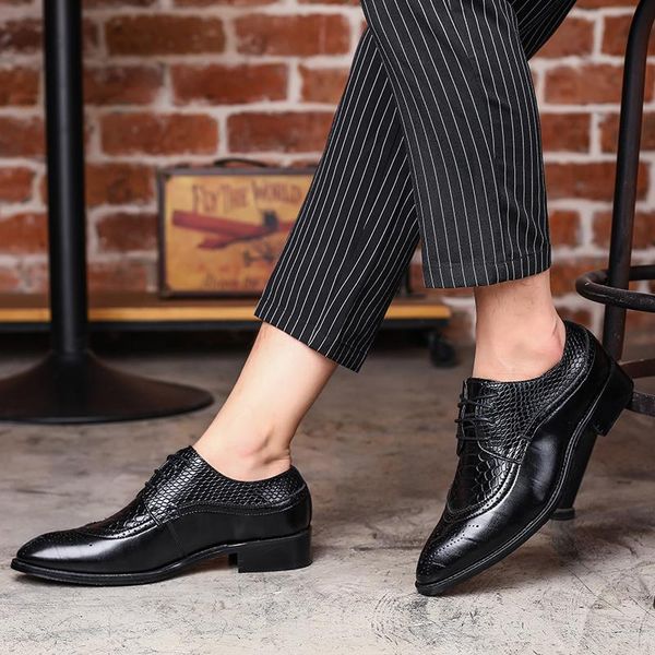 

dress shoes 2021 men formal brogue split leather oxfords office wedding black