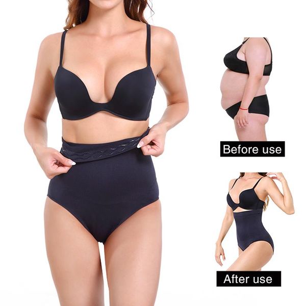 

women high waist slimming tummy control panties lady shapewear bulifter underwear seamless body shaper knickers pant briefs women's sha, Black;white