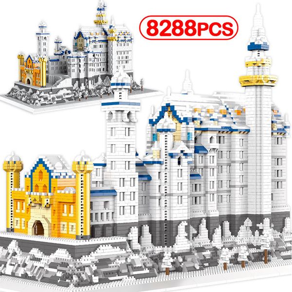 8288PCS City Creator Architecter Архитектура снега Лебедь Замок Хаус Кирпичи Мини Микро Алмазные Строительные Блоки DIY Игрушки для детей Подарок X0503