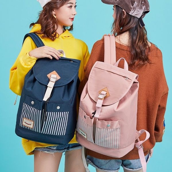 

straight new korean backpack men's and women's college student schoolbag large capacity travel