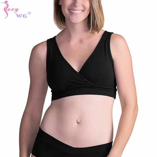 

maternity intimates sexywg extra soft organic cotton wireless nursing sleep bra seamless breastfeeding wrape over closure racerback bras, White