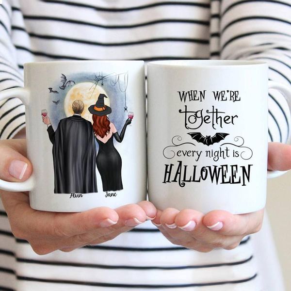 

mugs personalized mug halloween couple custom made coffee 11/15 oz rr2118