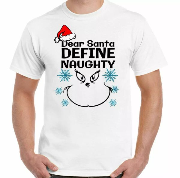 

dear santa t-shirt funny man christmas gift secret define bad, White;black