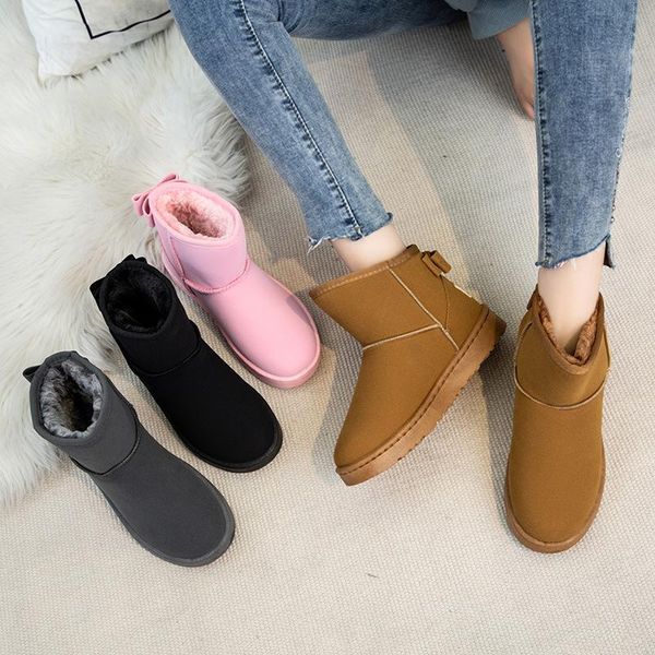 

boots children snow 2021 winter plush baby child for girls artificial fur high warm kids shoes cotton ankle, Black;grey