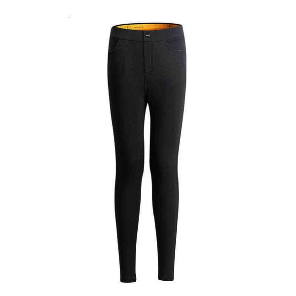 

2021 women's small black pants with veet in autumn and winter to keep warm, cold resistant slim fit. wear foot ginseng, Black;white