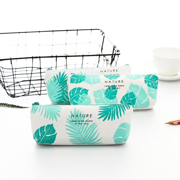 

creative stationery simple fresh leaves pencil bag canvas case bags