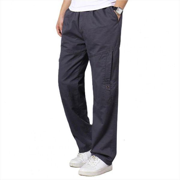 

spring summer casual male big women pants size 4xl multi pocket jeans oversize overalls elastic waist plus men, Black
