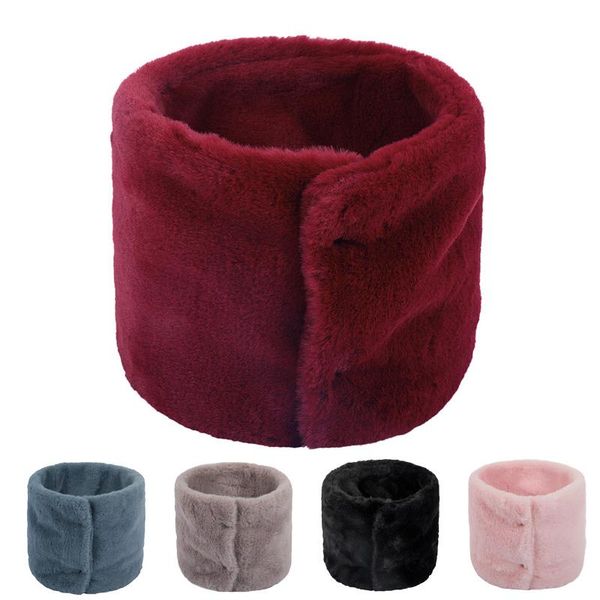 

cycling caps & masks solid england style winter warm neck gaiter casual imitation hair scarf polyester fibre mask for face women band, Black
