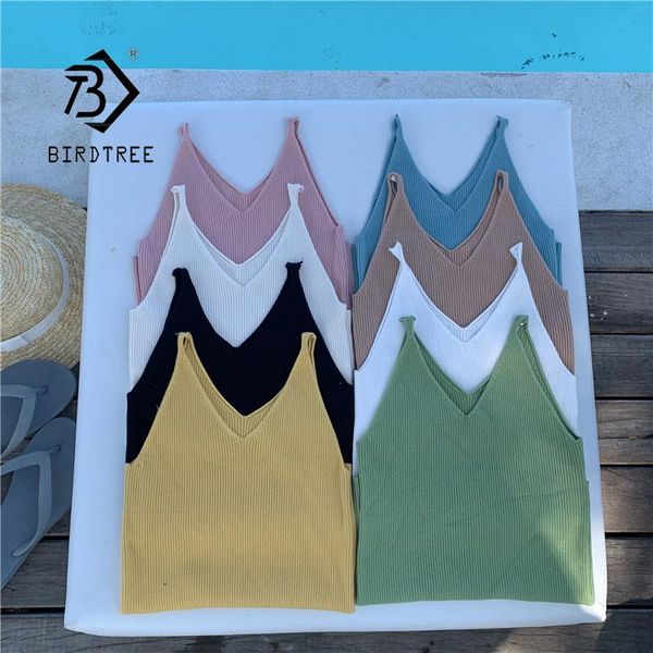 

women's tanks & camis summer camisole female bottoming shirt knitted v-neck tank wear basic holiday black white t07709t