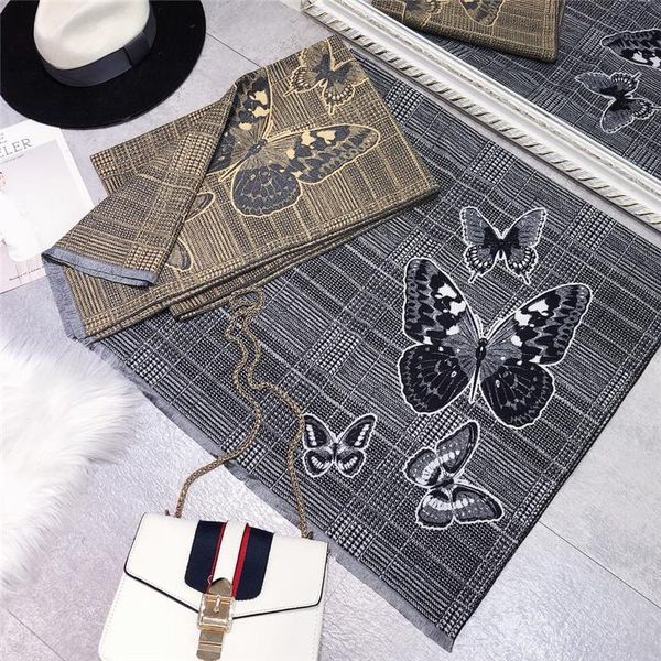 

scarves autumn and winter women's fashion warm scarf.butterfly pattern cashmere fleece oversized shawl.korean version of sweet scarf, Blue;gray