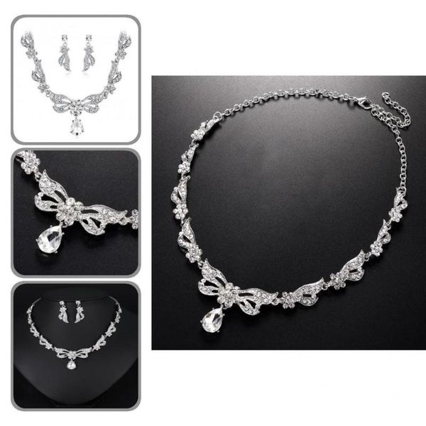 

earrings & necklace 1 set exquisite skin-friendly adjustable lightweight extension chain women for prom, Silver