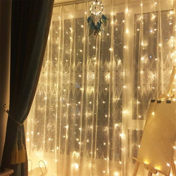 

strips christmas garland led curtain icicle string light creative party wedding fairy lights usb with remote control#4