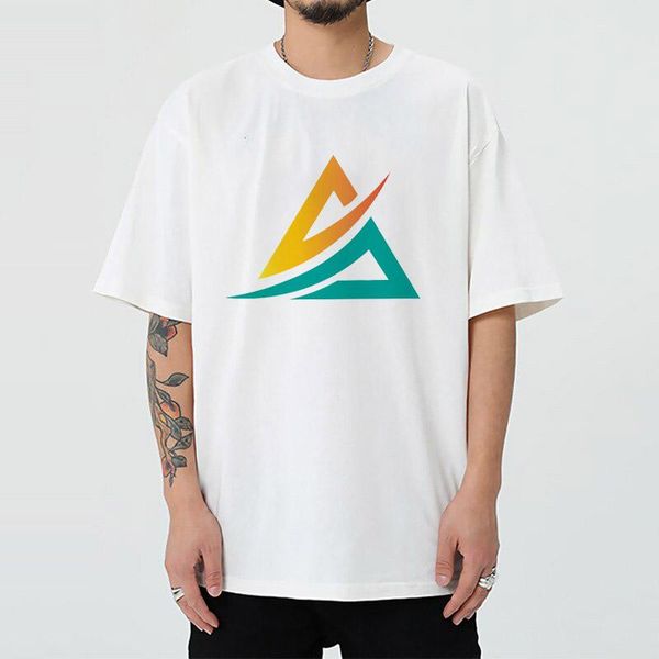 

men's t-shirts orange and green triangle logo essential tees print arrival of white designer cotton graphic alternative clothing 2021, White;black