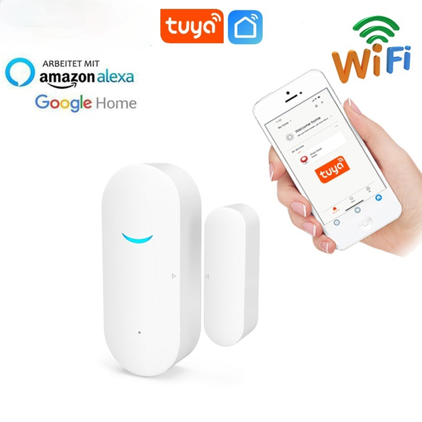 

tuya smart wifi door sensor door open / closed detectors wifi home alarm compatible with alexa google home tuya app