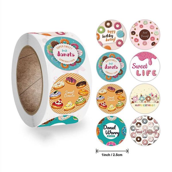 

gift wrap 500pcs/roll round sticker thank you color label handmade baking sealing self-adhesive