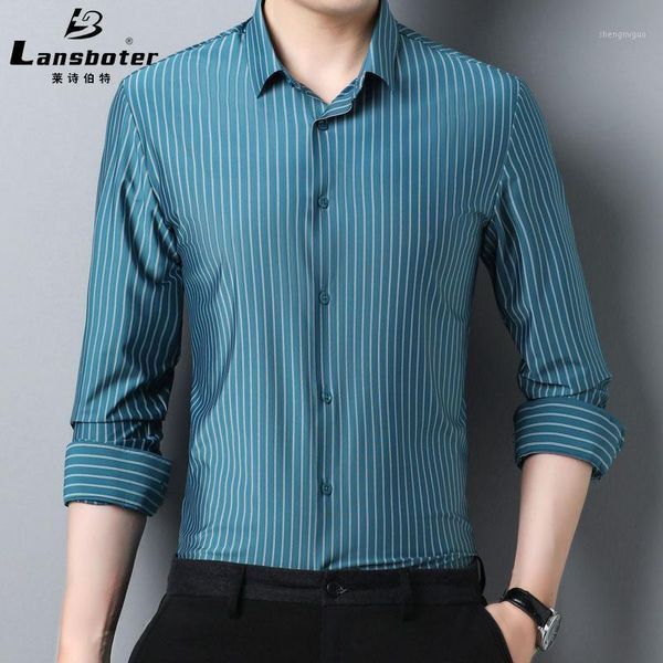 

men's dress shirts leshbert spring seamless long sleeve shirt young and middle aged elastic casual printed business inch, White;black