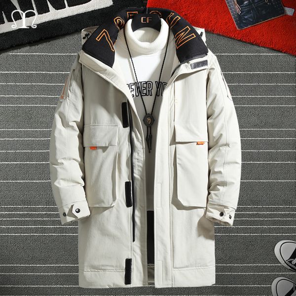 

down men's leather collar, thick cotton padded et, 20 degree casual street cloth, hip-hop coat, winter warm windbreaker, Black