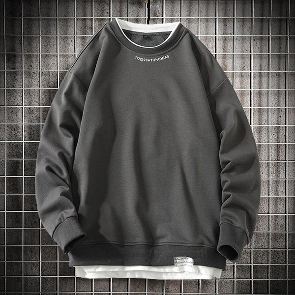 

men's hoodies & sweatshirts hip hop men long sleeve shirts o-neck pure color streetwear fashion clothing crewneck sweatshirt, Black