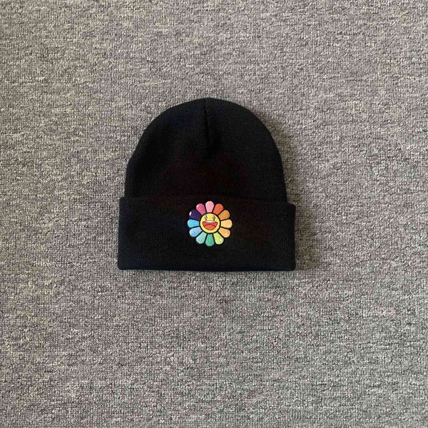 

cold knitted colonel sunflower hat, Blue;gray