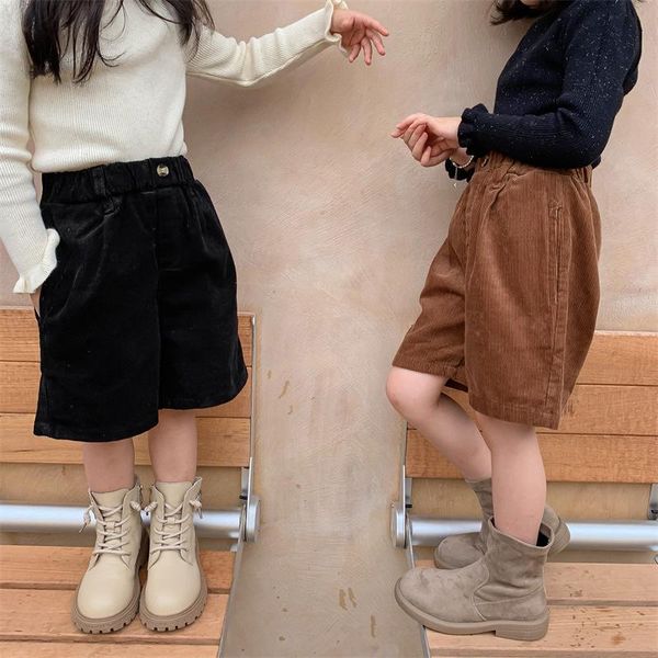 

shorts 2021 korean girls boys corduroy winter fashion kids 2-7 years, Black