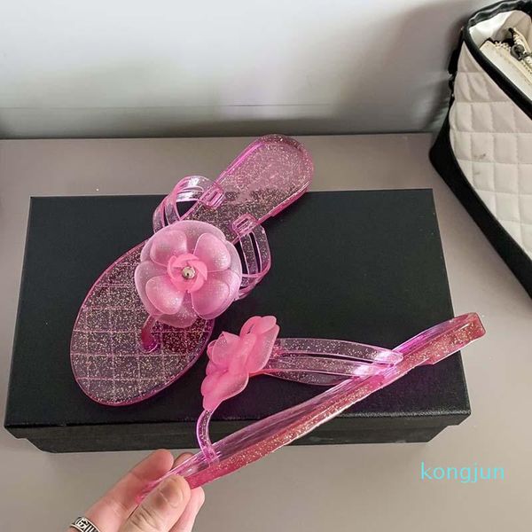 

designer- women slippers womens jelly camellia fashion indoor flip flops boots grils sandals home leather ladies casual shoes, Black