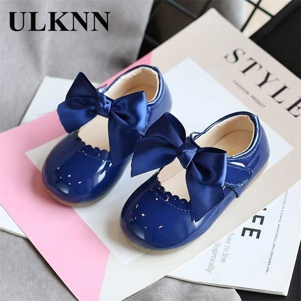 

ulknn baby girls cute bow multi-purpose shoes korean version princess -style leather dance 211022