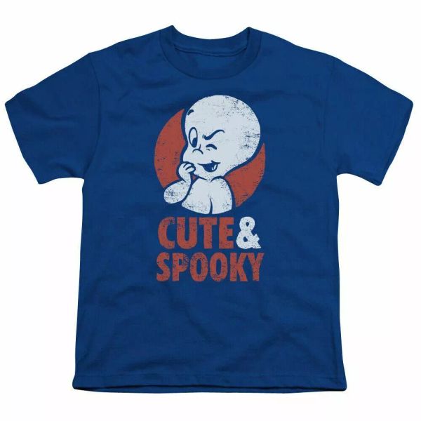 

Casper The Friendly Ghost Spooky Kids Youth T Shirt Licensed Tee Royal Blue, White;black