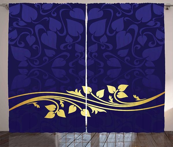 

curtain & drapes floral curtains romantic royal leaf pattern with yellow colored branch leaves living room bedroom window