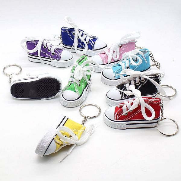 

3d novelty canvas sneaker tennis shoe keychain key chain party jewelry simulation sport shoes pendant gift ljja1069, Silver