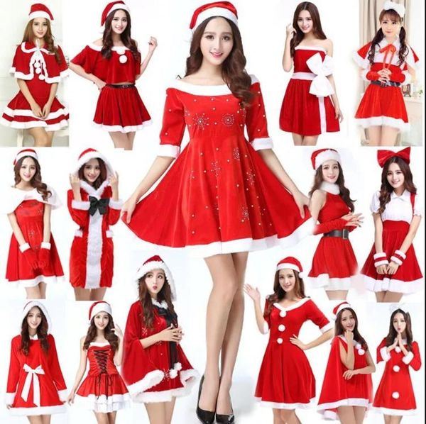 

21ss christmas woman costume bunny girl cos prom red santa claus performance clothes, Black;red