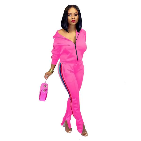 

candy colors women tracksuits autumn sleeves jacket long pants with zipper bottom fashion two pieces daily clubwear outfits, White